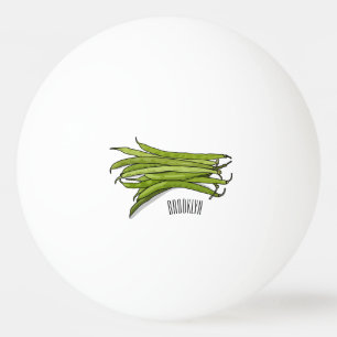 Cartoon von grünen Bohnen Tischtennisball