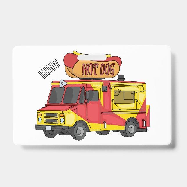 Cartoon von Hot Dog Futter LKW Ausweis (Vorderseite)