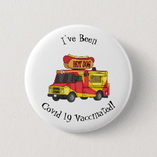 Cartoon von Hot Dog Futter LKW Button