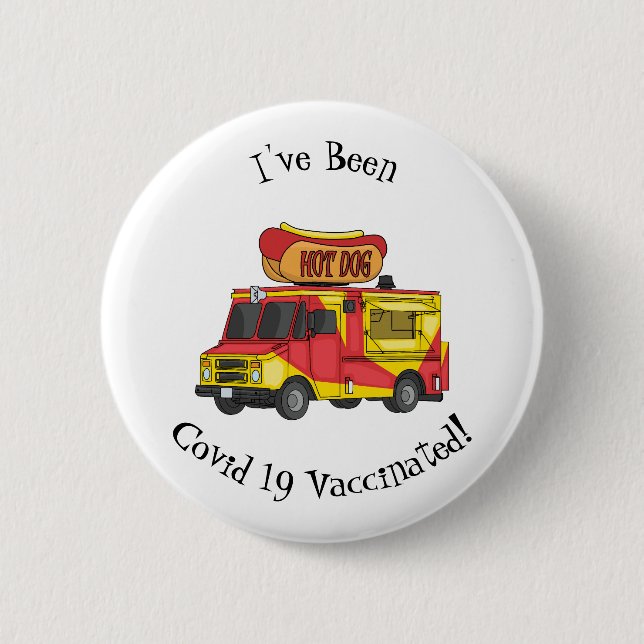 Cartoon von Hot Dog Futter LKW Button (Vorderseite)
