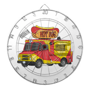 Cartoon von Hot Dog Futter LKW Dartscheibe