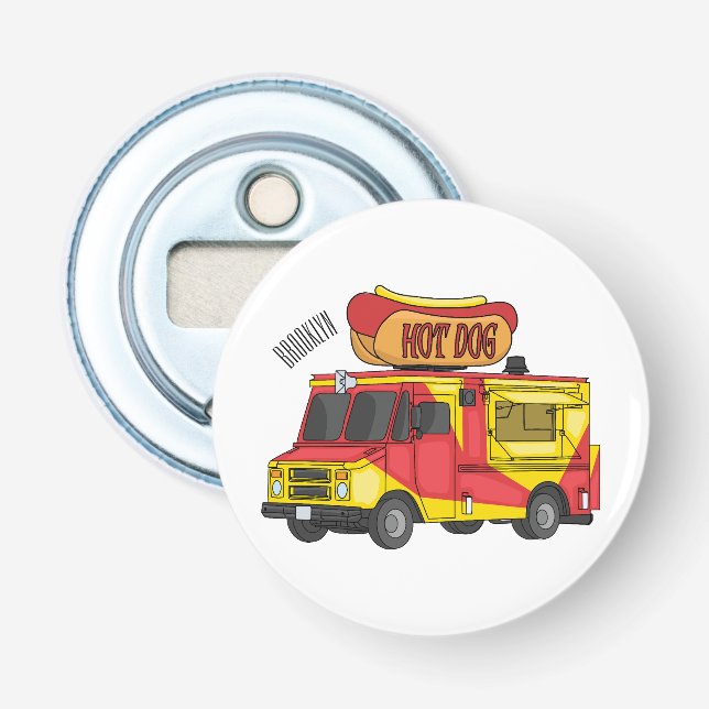 Cartoon von Hot Dog Futter LKW Flaschenöffner (Vorderseite)