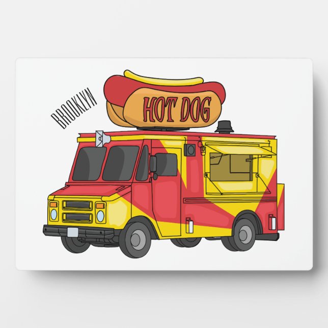 Cartoon von Hot Dog Futter LKW Fotoplatte (Vorderseite)