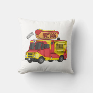 Cartoon von Hot Dog Futter LKW Kissen