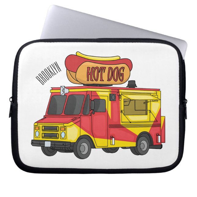 Cartoon von Hot Dog Futter LKW Laptopschutzhülle (Vorderseite)