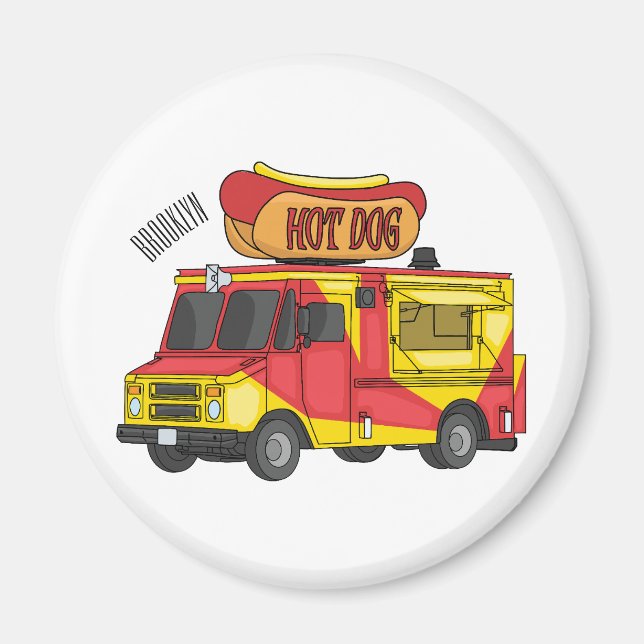 Cartoon von Hot Dog Futter LKW Magnet (Vorne)