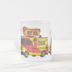 Cartoon von Hot Dog Futter LKW Mattglastasse
