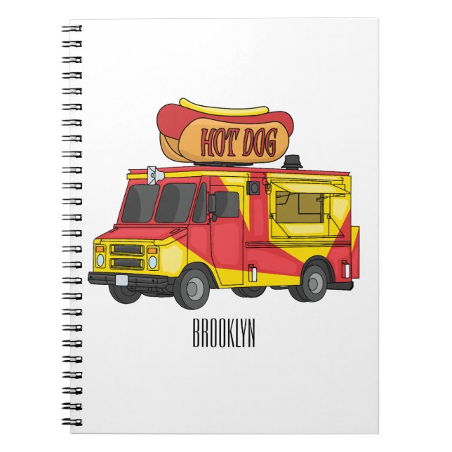 Cartoon von Hot Dog Futter LKW Notizblock (Vorderseite)