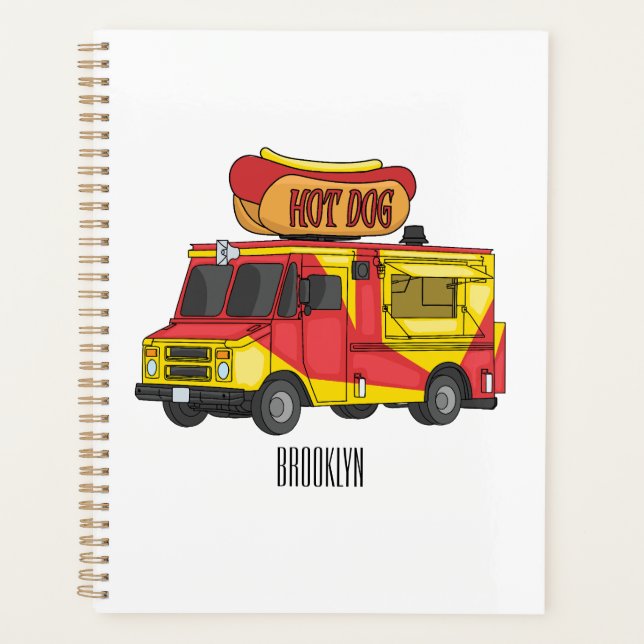 Cartoon von Hot Dog Futter LKW Planer (Vorderseite)