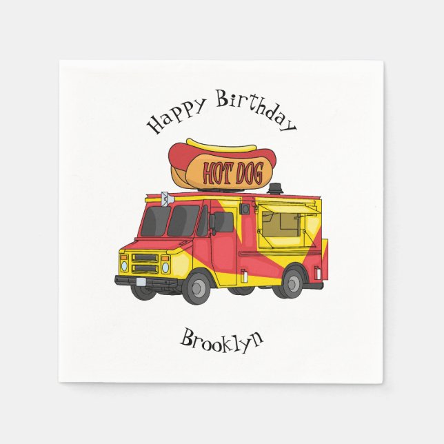 Cartoon von Hot Dog Futter LKW Serviette (Vorderseite)
