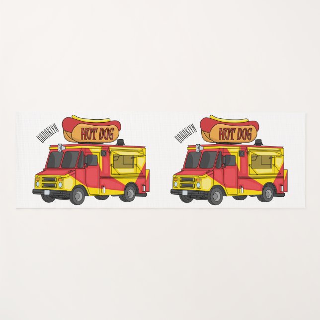 Cartoon von Hot Dog Futter LKW Yogamatte (Vorderseite (Horizontal))