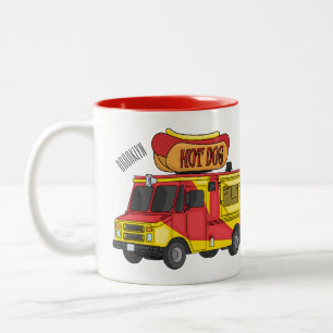 Cartoon von Hot Dog Futter LKW Zweifarbige Tasse
