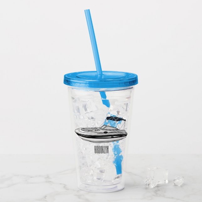 Cartoon von Motorbooten Acryltrinkbecher (Vorderseite Ice)