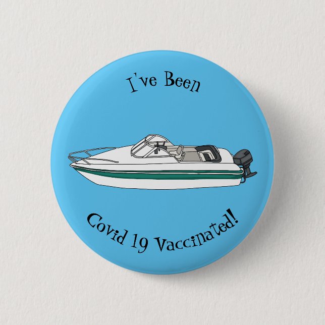 Cartoon von Motorbooten Button (Vorderseite)