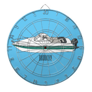 Cartoon von Motorbooten Dartscheibe