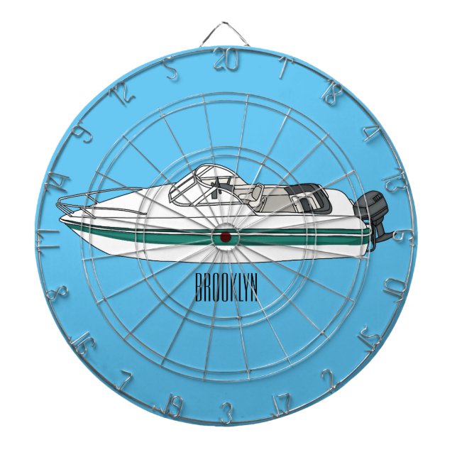 Cartoon von Motorbooten Dartscheibe (vorne)