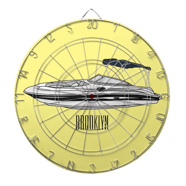 Cartoon von Motorbooten Dartscheibe (vorne)