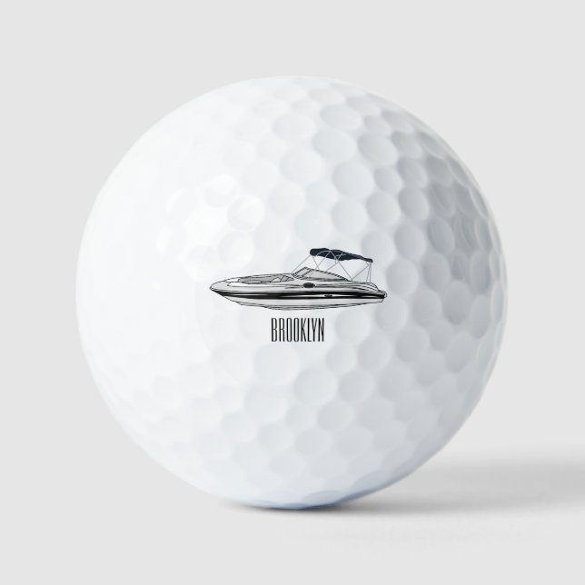 Cartoon von Motorbooten Golfball (Vorderseite)