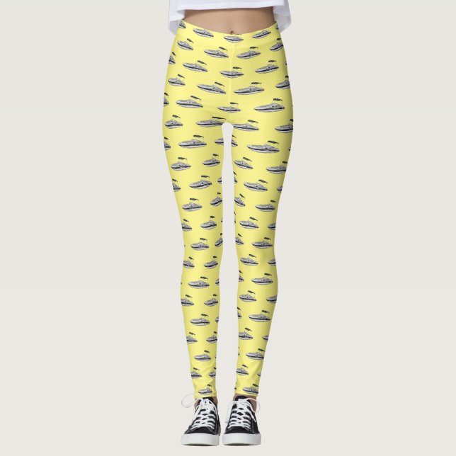 Cartoon von Motorbooten Leggings (Vorderseite)