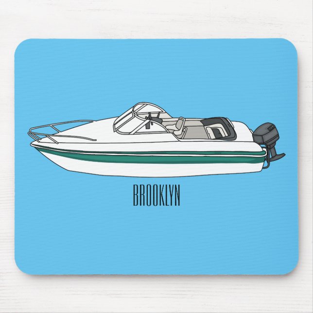 Cartoon von Motorbooten Mousepad (Vorne)