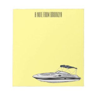 Cartoon von Motorbooten Notizblock