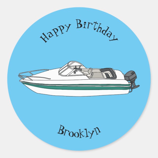 Cartoon von Motorbooten Runder Aufkleber (Vorderseite)