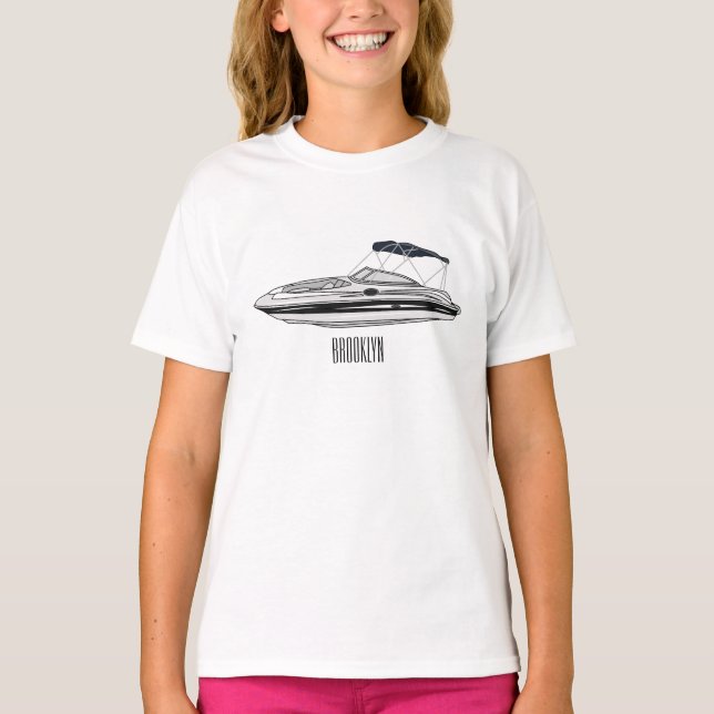 Cartoon von Motorbooten T-Shirt (Vorderseite)