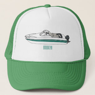 Cartoon von Motorbooten Truckerkappe