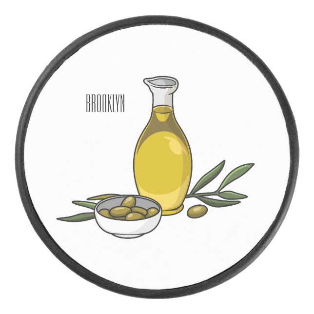 Cartoon von Olivenöl Eishockey Puck (Vorderseite)