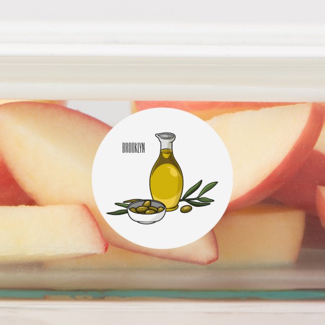 Cartoon von Olivenöl Etiketten (Befestigt)
