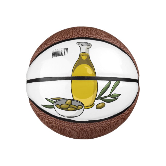 Cartoon von Olivenöl Mini Basketball (Vorderseite)