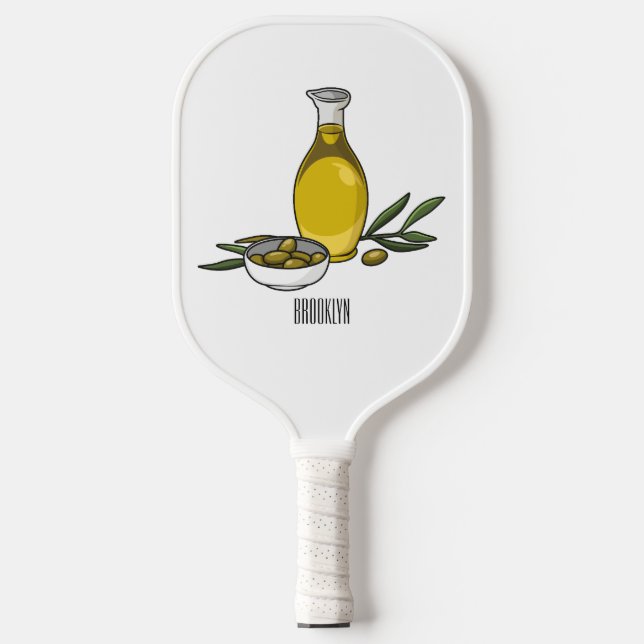 Cartoon von Olivenöl Pickleball Schläger (Vorderseite)