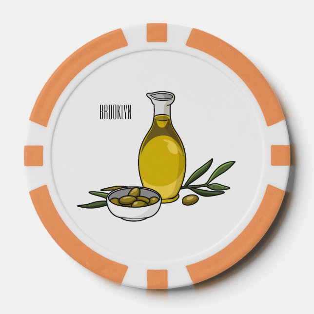 Cartoon von Olivenöl Pokerchips (Vorderseite)