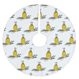Cartoon von Olivenöl Polyester Weihnachtsbaumdecke