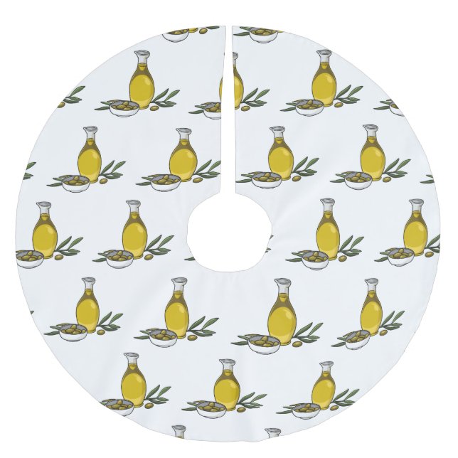 Cartoon von Olivenöl Polyester Weihnachtsbaumdecke (Vorderseite)