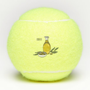 Cartoon von Olivenöl Tennisbälle