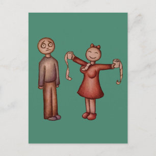 Cartoon von Shirt mit Toilettenpapier Postkarte