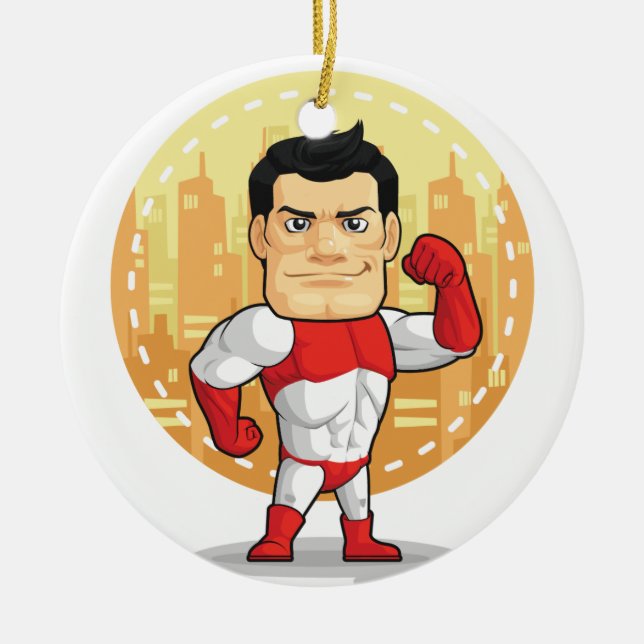 Cartoon von Superhero Keramik Ornament (Vorne)