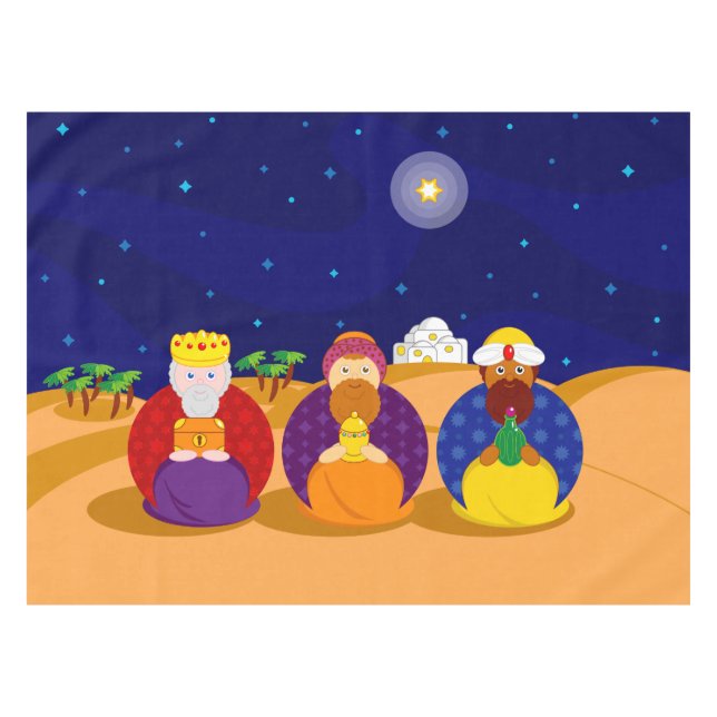 Cartoon von "The Three Kings" / "Three Wise Men", Tischdecke (Vorderseite (Horizontal))