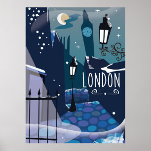 Cartoon von viktorianischem London Poster