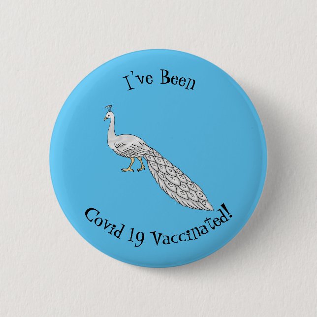 Cartoon von Weißpfauenvögeln Button (Vorderseite)
