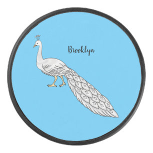 Cartoon von Weißpfauenvögeln Eishockey Puck