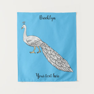 Cartoon von Weißpfauenvögeln Wandteppich