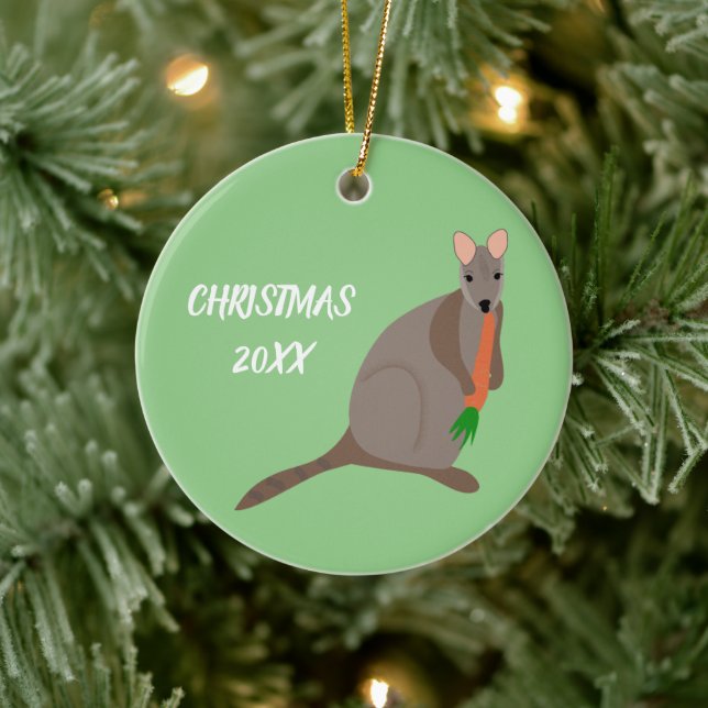 Cartoon Wallaby Custom Foto Keramik Ornament (Baum)