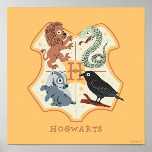 Cartoon-Wappen von Hogwarts Poster