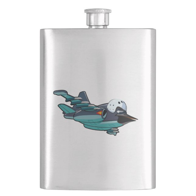 Cartoon Warbird Flugzeug Flachmann (Vorderseite)