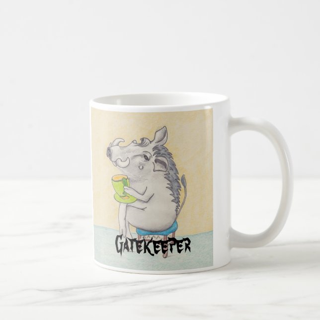 Cartoon Warthog "Gatekeeper" Kaffeetasse (Rechts)