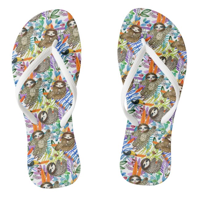 Cartoon Wasserfarben-Muster Flip Flops (Fußbett)