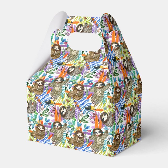 Cartoon Watercolor Sloth Pattern Geschenkschachtel (Vorderseite)