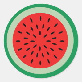 Cartoon Watermelon Slice Bright Red & Green Runder Aufkleber